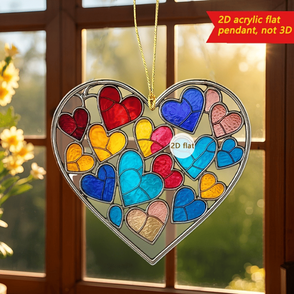 CIFbuy Bohemian Heart Sun Catchers Colorful Acrylic Window Wall Decor Garden Home Holiday Gift(TikTok, temu pick-up service)