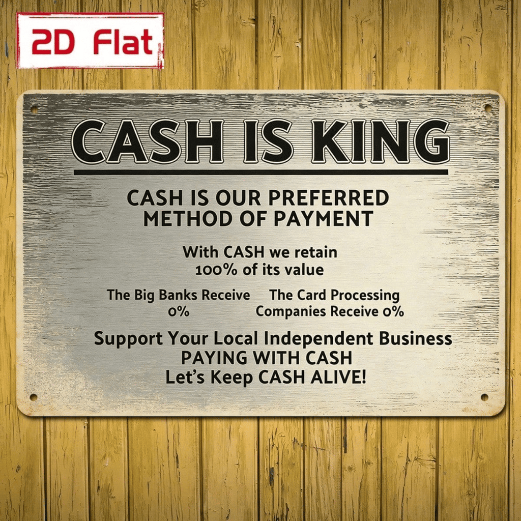CIFbuy Cash Is King 2D Flat Metal Sign, Wall Decor Plaque Waterproof Outdoor Art, Decoration For Home Garden Bar 7.87*11.81in Flat Metal SikTok, Flat Metal SikTok, Self-r ckup Logiopin