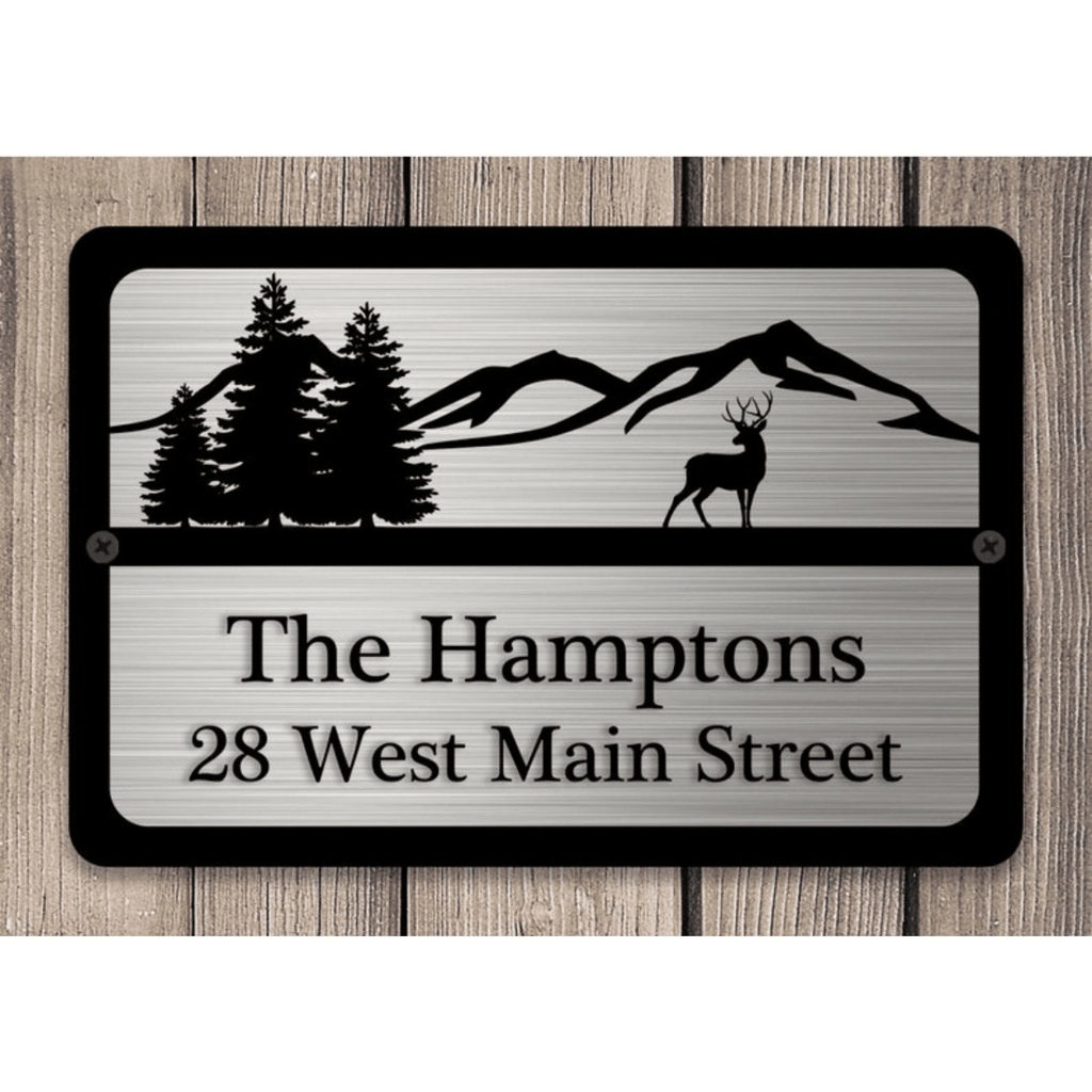 CIFbuy Custom Metal House Address Sign Deer Mountain Artwork Yard Number Plaque(TikTok, temu pick-up service)