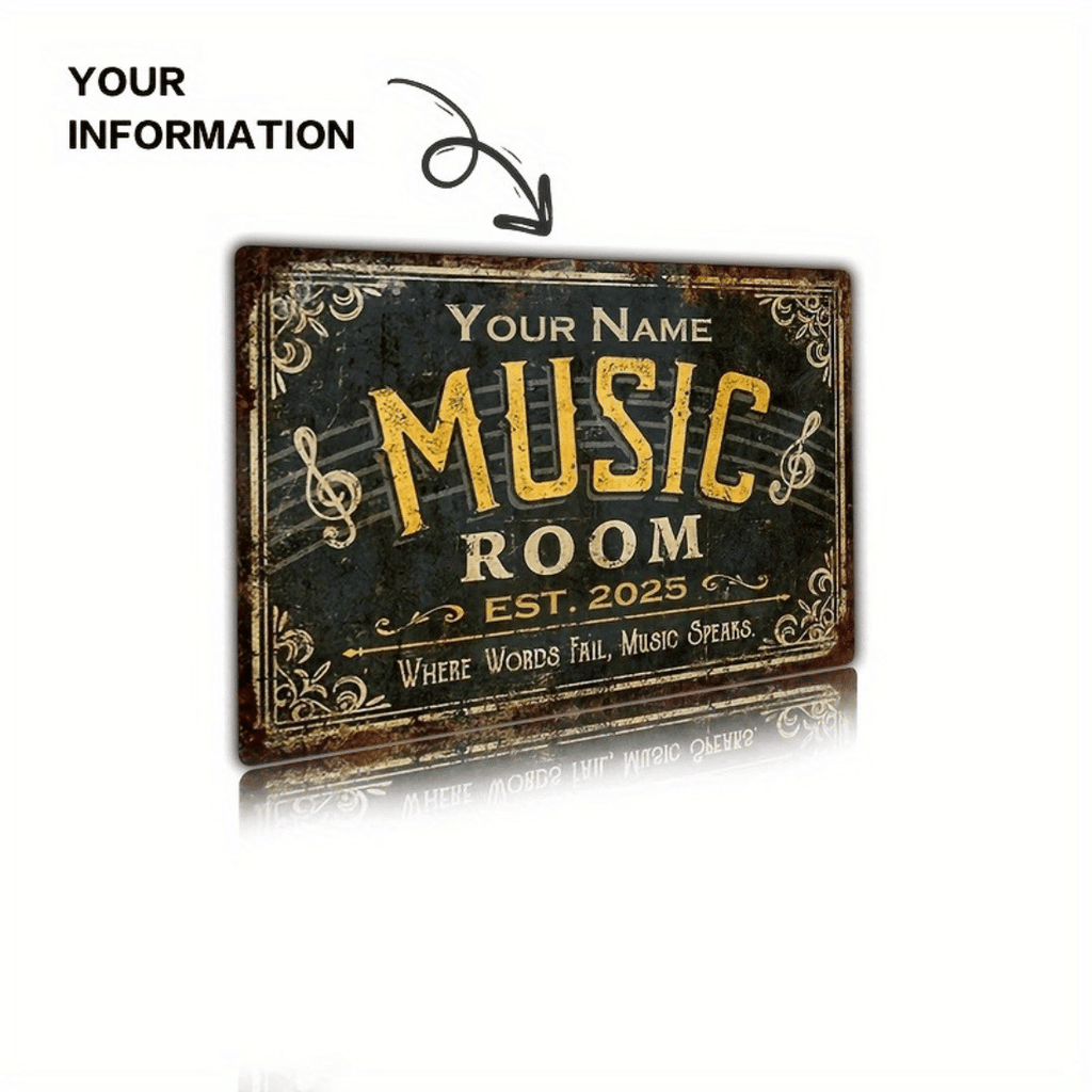 CIFbuy Custom Metal Music Sign Personalized Studio Classroom Decor Outdoor Wall Gift(TikTok, temu pick-up service)