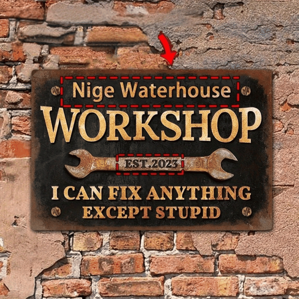 CIFbuy Custom Metal Workshop Sign Personalized Text Year Modern Multipurpose Metal Plaque DIY Enthusiast Gift(TikTok, temu pick-up service)