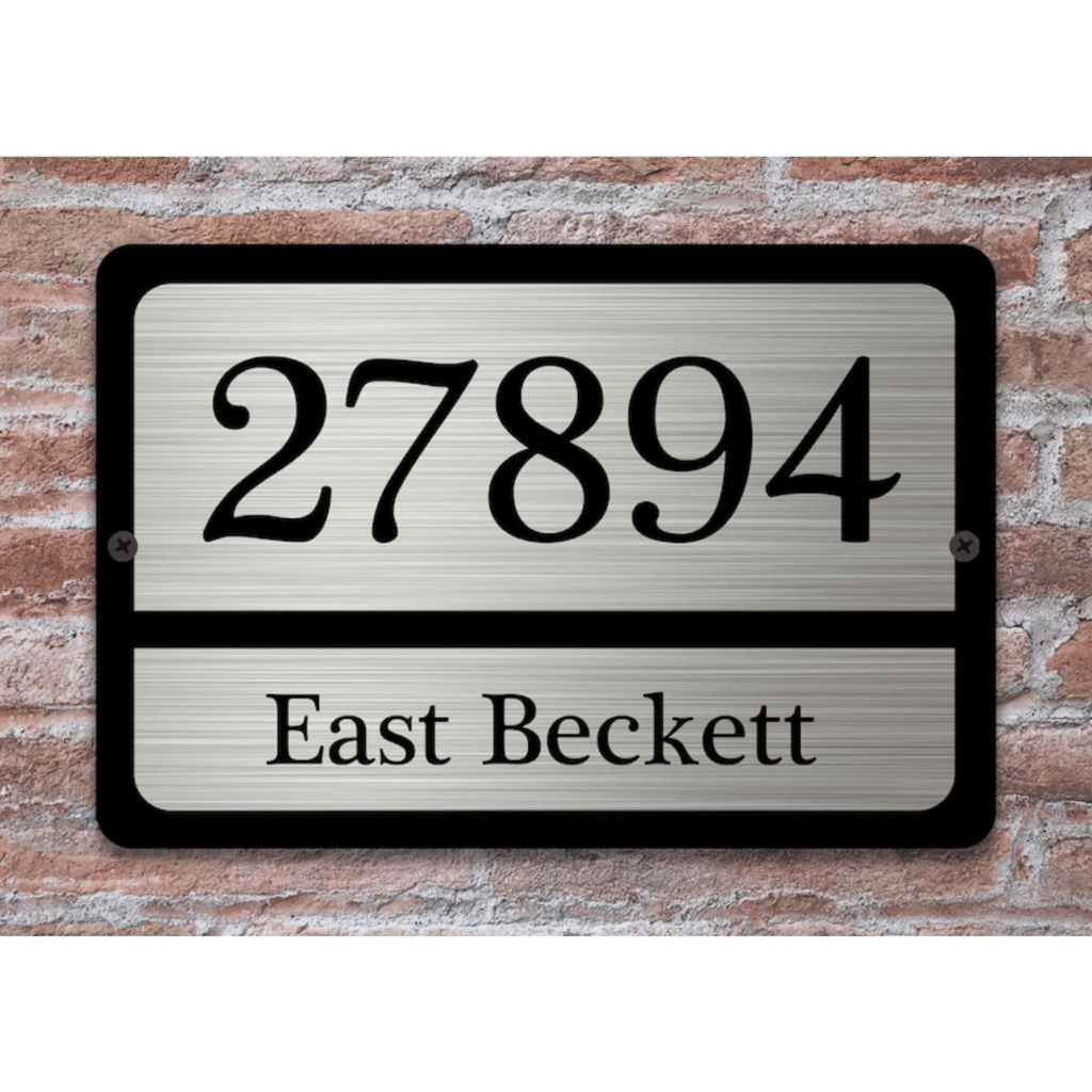 CIFbuy Customized Home Address Sign Metal 12 x 8 Inches Brushed Silver House Number Plaque(TikTok, temu pick-up service)