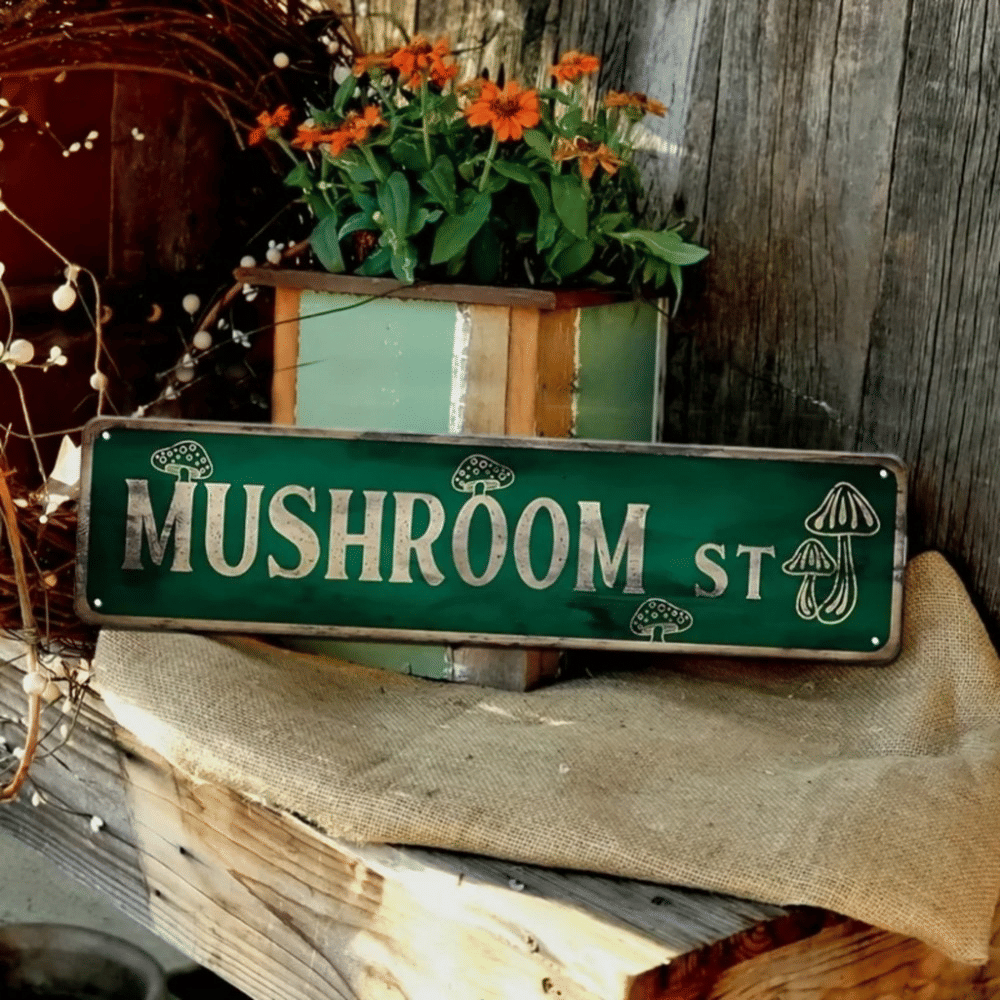 CIFbuy Cute Mushroom Road Signs Plaque Personalized Room Decor (TikTok, temu pick-up service)