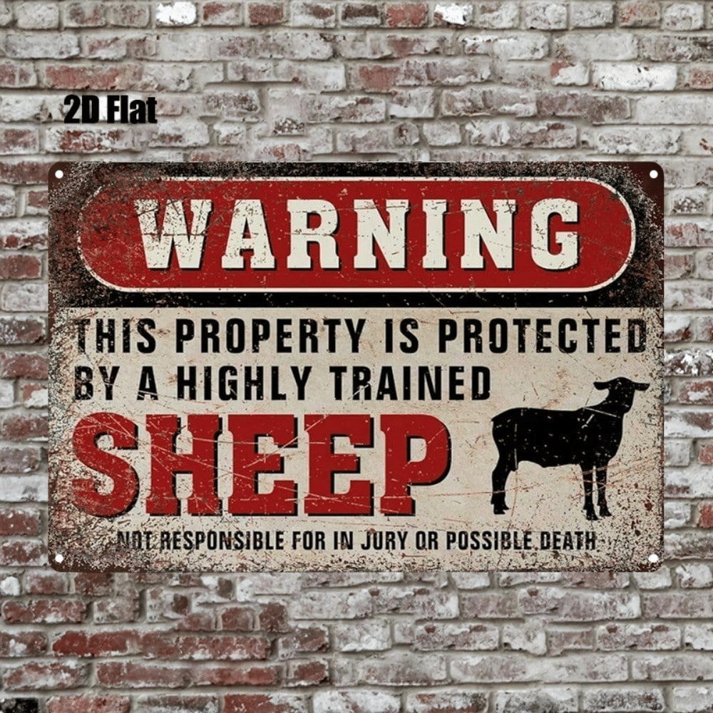 CIFbuy Funny Metal Sign This Area Is Protected By Trained Sheep, Humorous Warning Plaque, Unique Farmhouse Decor For Home Office Man Ca TikTok, TikTok, ng Plaque Self-pickup Logiopics