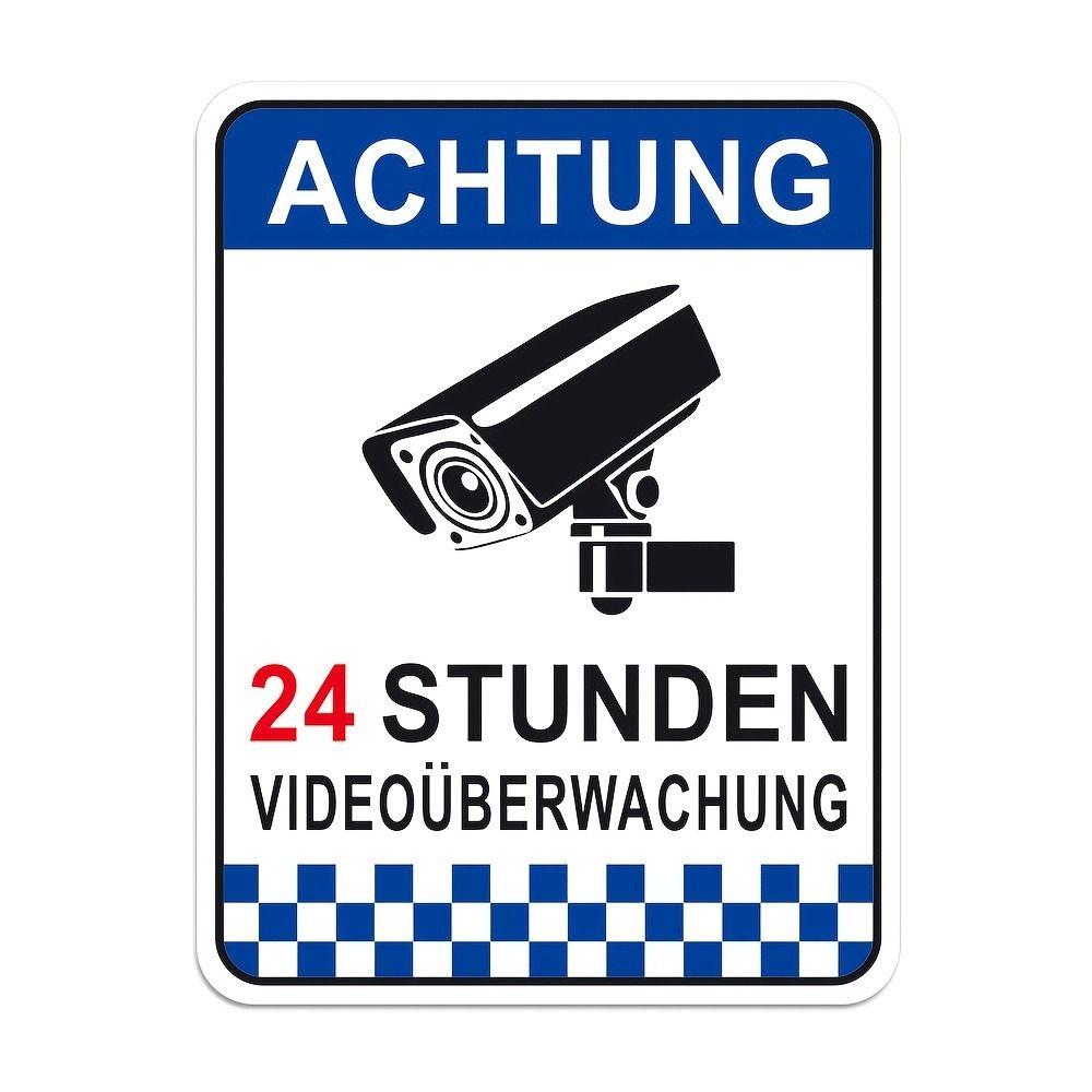 CIFbuy German Video Surveillance Aluminum Sign High Visibility Security Sign for Indoor Outdoor Use (TikTok, temu pick-up service)