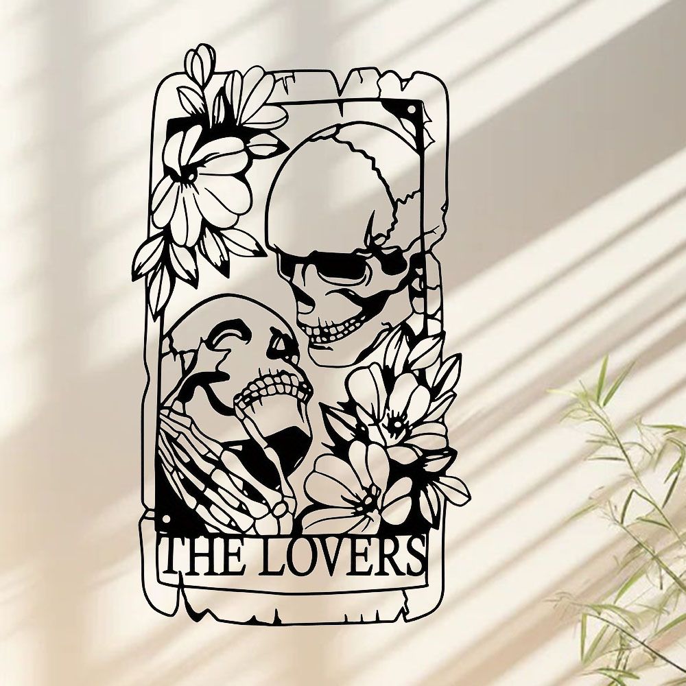 CIFbuy Gothic Aluminum Skeleton Lovers Tarot Wall Art Dark Themed Home Decor Holiday Gift(TikTok, temu pick-up service)