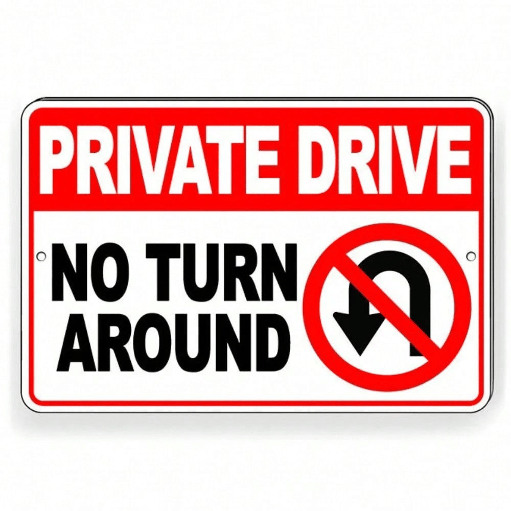CIFbuy Heavy Duty Metal No Trespassing Private Drive No U Turn Sign(TikTok, temu pick-up service)