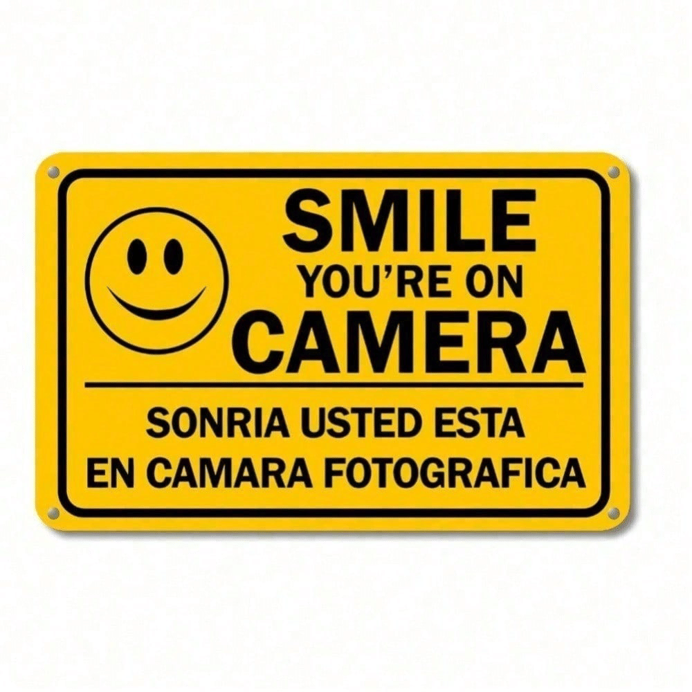 CIFbuy Home Security Camera Warning Sign Bilingual Property Surveillance Metal Sign TikTok, temu pick-up service