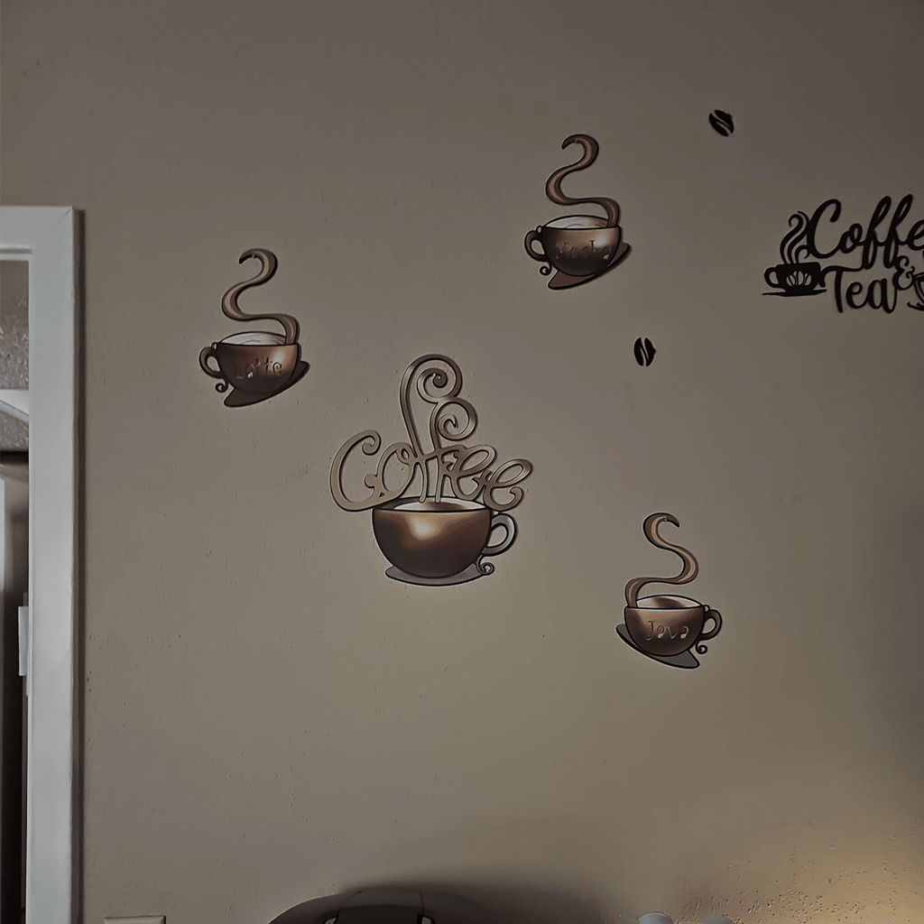 CIFbuy Metal Coffee Cup Wall Decor Retro Kitchen Coffee Bar Decorations (TikTok, temu pick-up service)