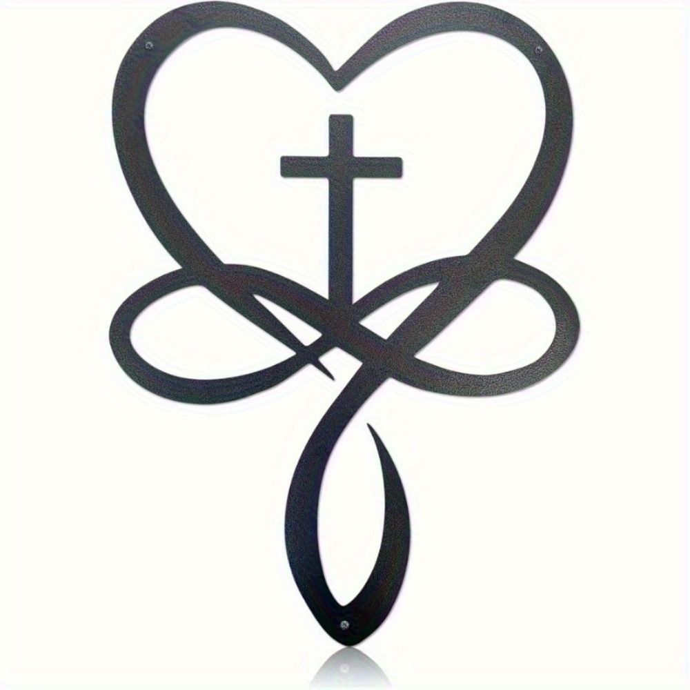CIFbuy Metal Paint Baked Cross Heart Infinity Ichthys Wall Art Christian Home Decor (TikTok, temu pickup)