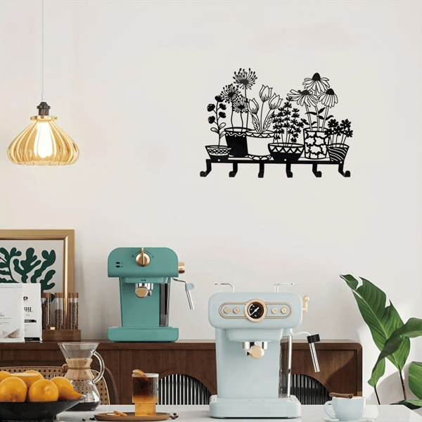 CIFbuy Modern Minimalist Black Wall Mounted Key Holder with Vase and Floating Shelf (TikTok, temu pick-up service)