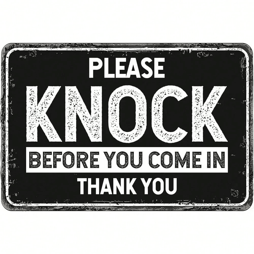 CIFbuy Please Knock Before Entering Metal Sign for Shop Warehouse Construction Site Protection (TikTok, temu pick-up service)