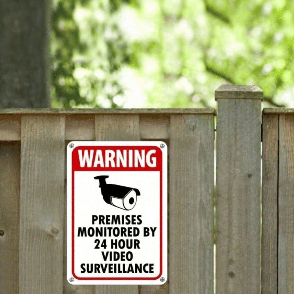 CIFbuy Security Warning Sign CCTV Surveillance Metal Sign For Home Security Indoor Outdoor 24 Hour Video Monitoring Signage (TikTok, temu pick-up service)