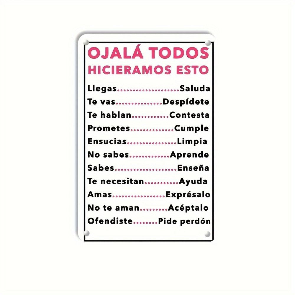 CIFbuy Spanish Motivational Quote Metal Wall Sign Ojalá Todos Hicieramos Esto Retro Tin Wall Decor (TikTok, temu pick-up service)