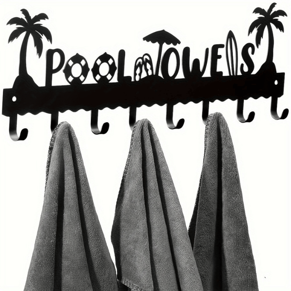 CIFbuy™ Waterproof Rustproof Metal Wall Art Coconut Tree Coastal Decor with Utility Hooks (TikTok, temu pick-up service)