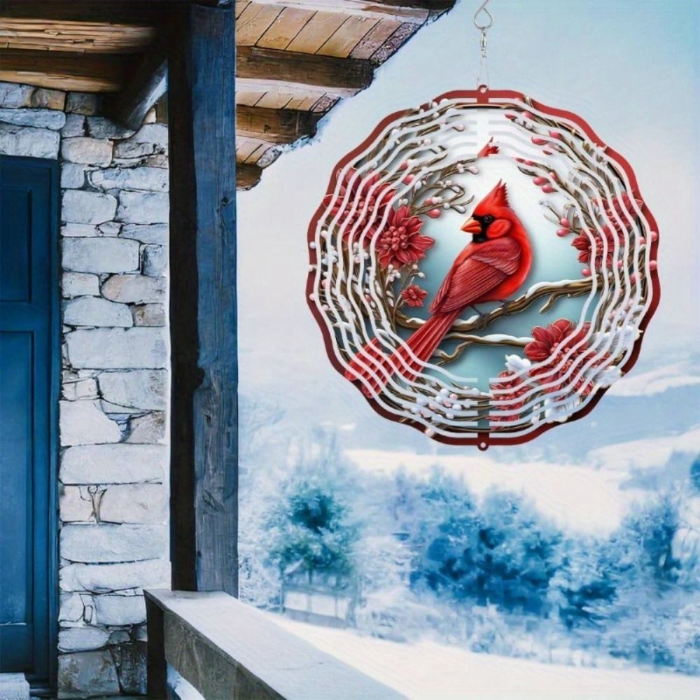 CIFbuyCardinal Wind Spinners with Pine & Floral Design: Vibrant Red Metal Outdoor Decor | Hanging Wind Chimes for Garden, Patio, Lawn & Holiday Decor.Wind Chime(TikTok/temu self-pickup orders)