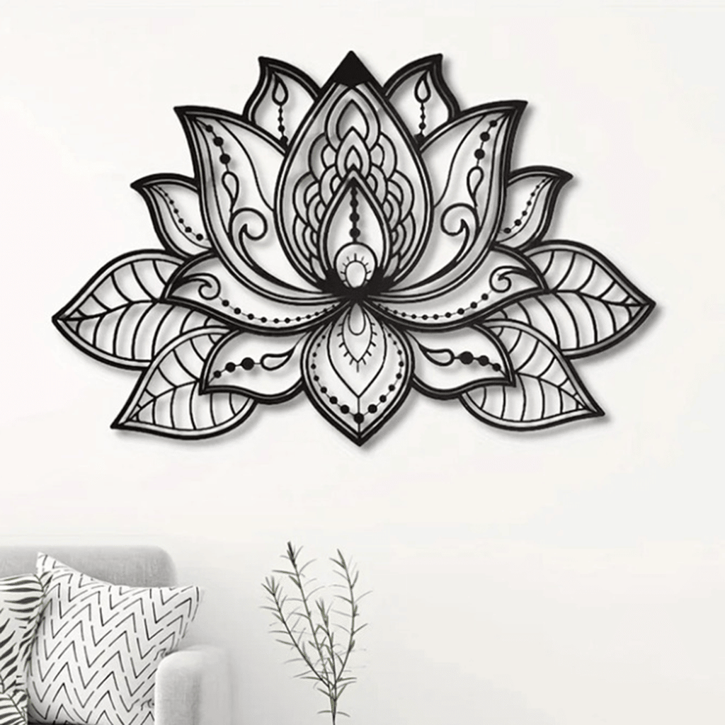 CIFbuyHelloYoung Metal Mandala Lotus Spiritual Wall Hanging – Boho Home Decor for Living Room & Bedroom.Wall Sculptures(TikTok/temu self-pickup orders)