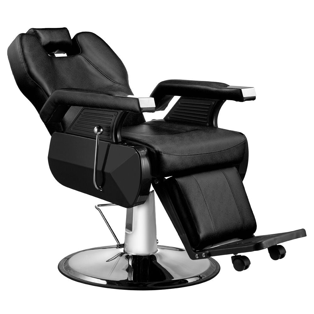 Classic Hydraulic Recline Hair Salon Iron Leather Sponge Barber Chair Black