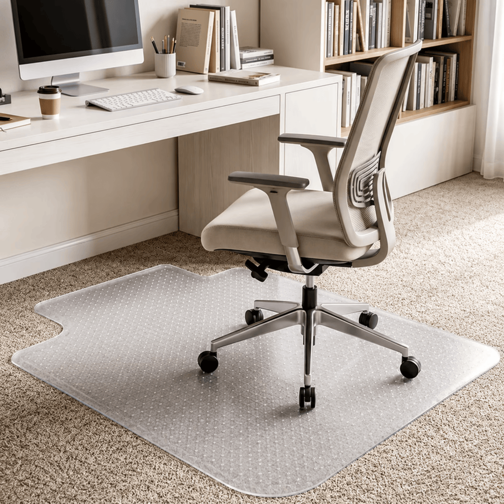 Clear PVC Office Chair Mat with LipforLow-Pile Carpet, 35.4 x 47.2 Inches