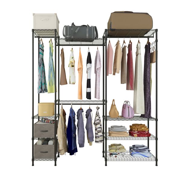 Closet Organizer Metal Garment Rack Portable Clothes Hanger Home Shelf