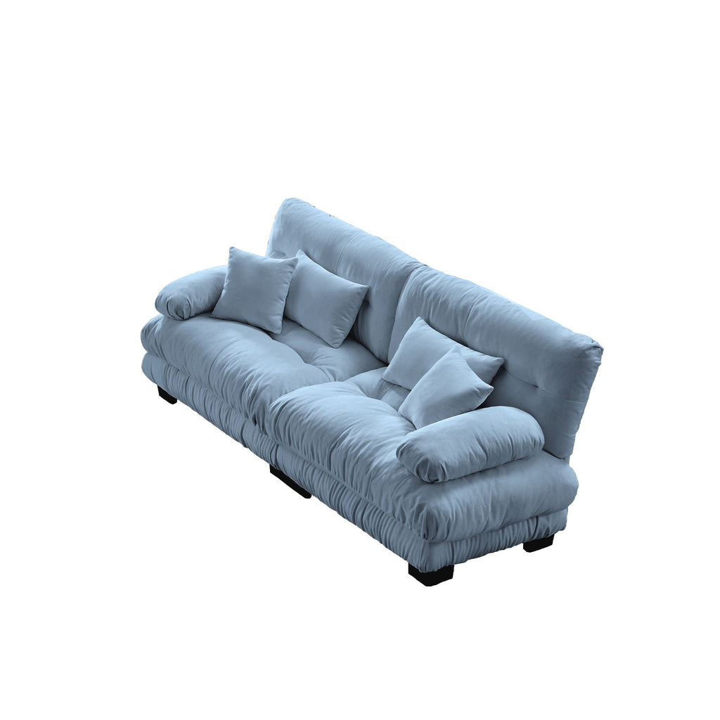 Cloud Couch 2 Seater Sofa for Living Room, Chenille 2 - Seat sofa with 2 Lumbar pillows and 2 throw pillows,Chenille Blue