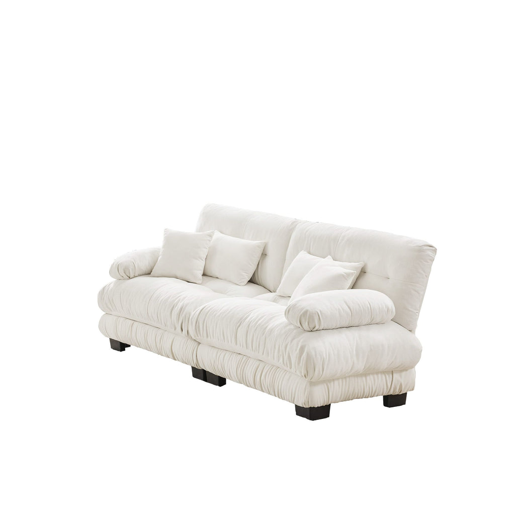 Cloud Couch 2 Seater Sofa for Living Room, Chenille 2 - Seat sofa with 2 Lumbar pillows and 2 throw pillows,Chenille White