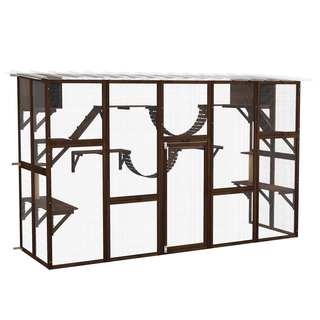 Coffee Catio Window Box: Outdoor Enclosure with Shelves for Multiple Cats