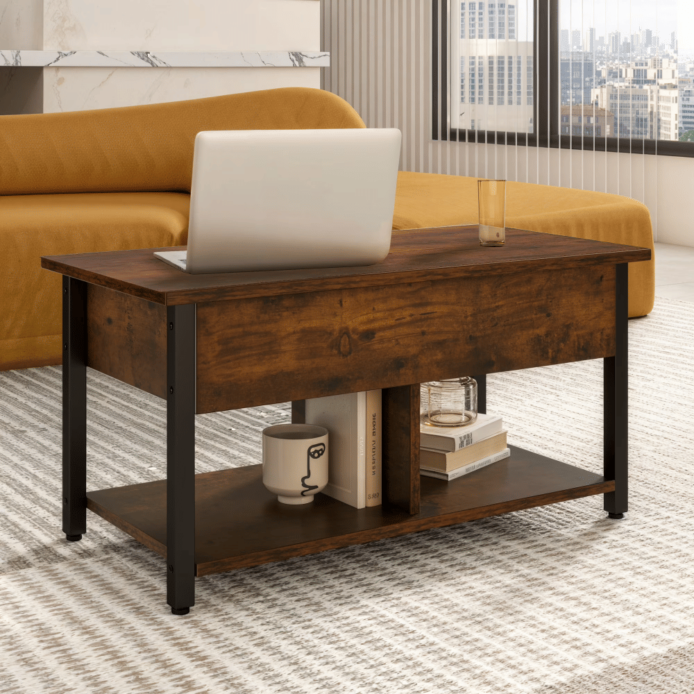 Coffee Table with Storage, Lift-Top Wooden Center Table for Home & Office, Rustic Brown(Shipment from Walmart)