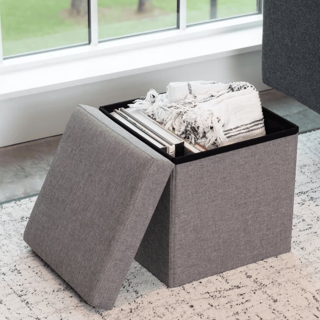 CollapsibleStorageOttoman, Gray, 15