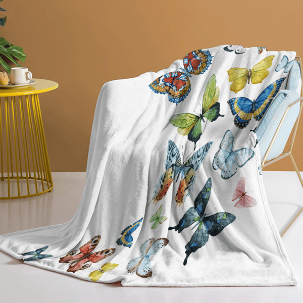 Colorful Butterfly Flannel Blanket - Soft, Scenic, Lightweight, Suitable for Sofa, Office, Bed, Nature, Travel - Multi-functional Four-season Gift, Variety 60*80 (temu can only be self-picke