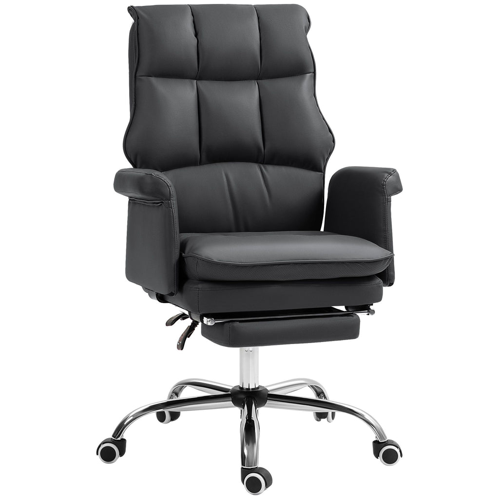 Comfy Executive Chair, Ergonomic Swivel Office Desk Chair with Footrest, Adjutable Height & Reclining for Relief, Black