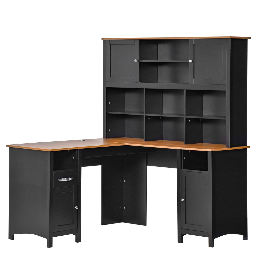 Computer Desk L-Shaped Corner Table Study Table Multi-Usage Laptop Desk with Ample Storage, P2 MDF and L-Shaped Design, Black