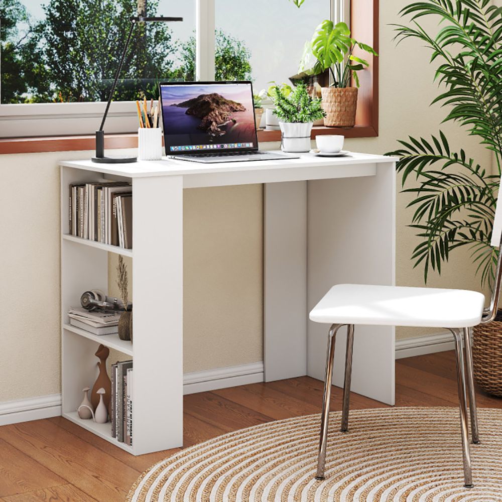 Computer Desk with Bookshelf for Small Space