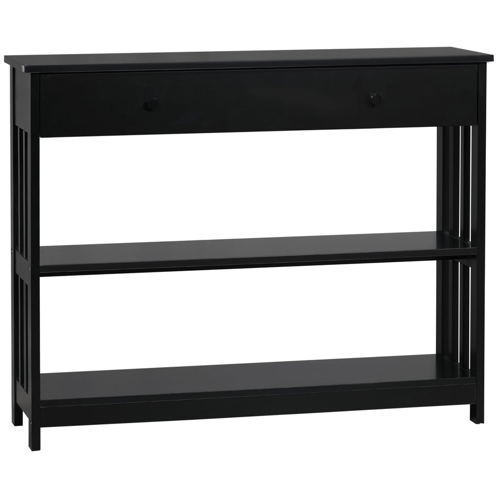 Console Table with Drawers and 2 Shelves Modern Sofa Table for Entryway Living Room Bedroom Black