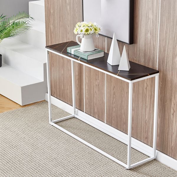 Console Tables for Entryway; Faux Marble Sofa Tables; Entryway Table for Living Room; Gold Entrance Table; MDF Entry Table; Foyer Tables w/Metal Frame; Behind Couch Table for Hallway