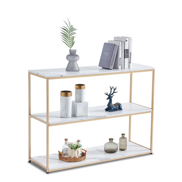 Console Tables for Entryway; Faux Marble Sofa Tables; Entryway Table for Living Room; Gold Entrance Table; MDF Entry Table; Foyer Tables w/Metal Frame; Behind Couch Table for Hallway