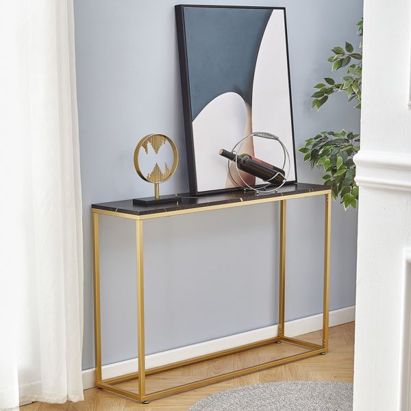 Console Tables for Entryway; Faux Marble Sofa Tables; Entryway Table for Living Room; Gold Entrance Table; MDF Entry Table; Foyer Tables w/Metal Frame; Behind Couch Table for Hallway