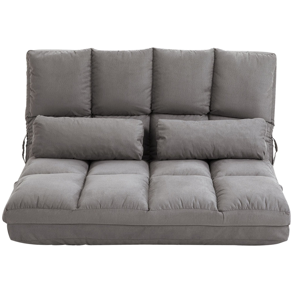 Convertible Bed Chair, Foldaway Chair Bed with Adjustable Backrest and Headrest, Guest Chaise Lounge with 2 Pillows, Dark Gray