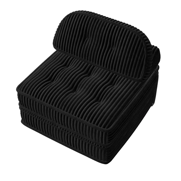 Convertible Corduroy Lounge Chair with Tufted Design, Full Foam Support, Fold-Out Sleeper & Adjustable Arc Pillow, Compressed Sofa Chair for Living Room or Bedroom