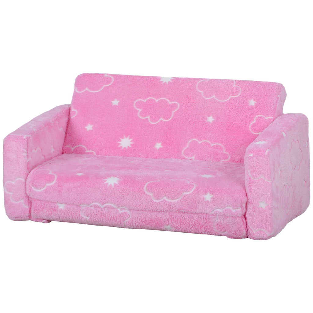 Couch with Glow in the Dark Cloud Patten, Washable Cover, Pink
