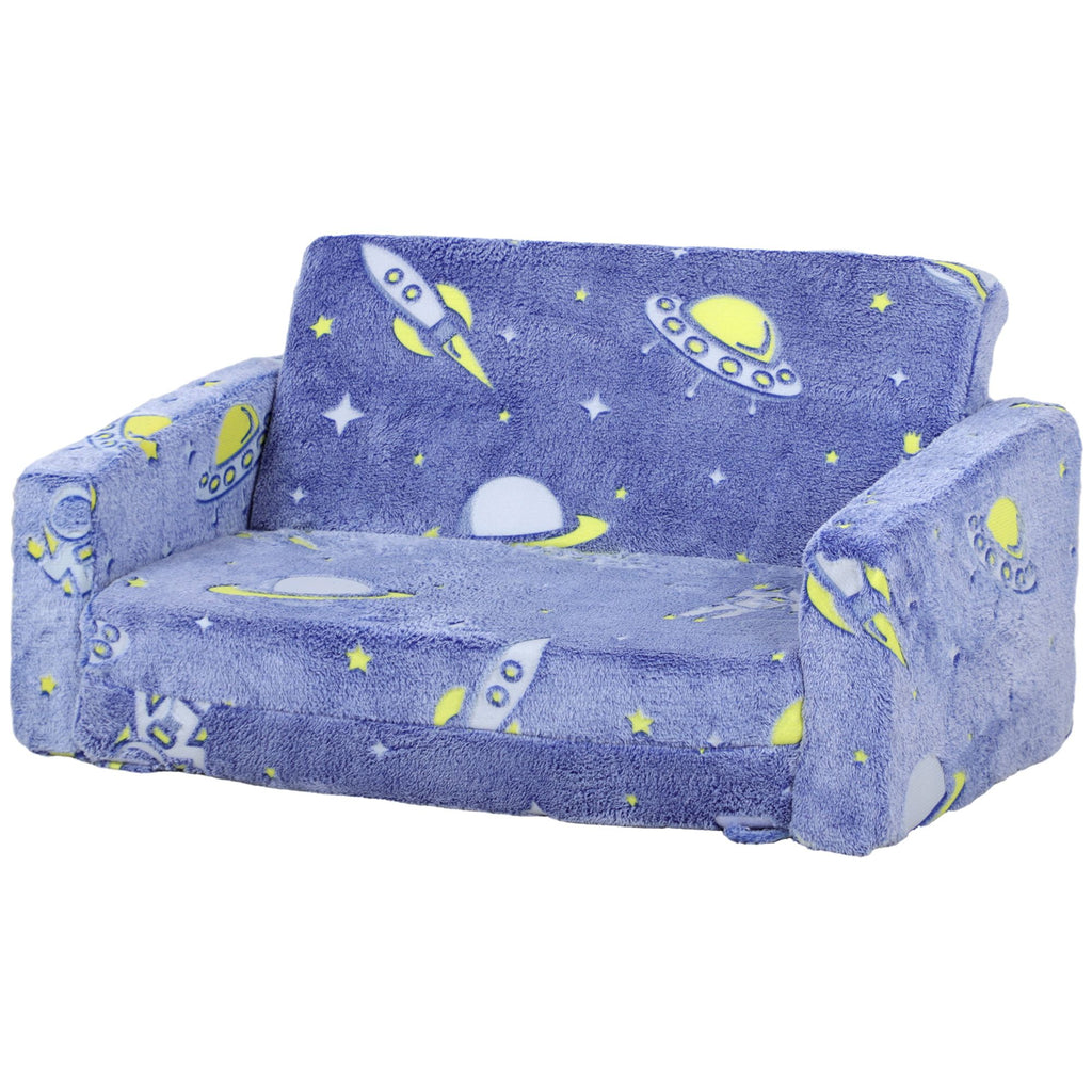 Couch with Glow in the Dark Space Patten, Washable Cover, Blue