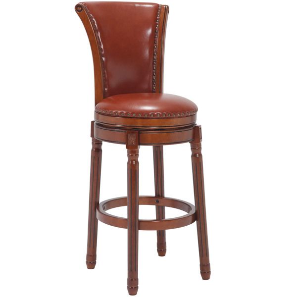 Cow top Leather Wooden Bar Stools, 26" Counter Height Bar Chair with Back, 180 Degrees Swivel Barstools Chair for Home Kitchen Counter,Dining Room