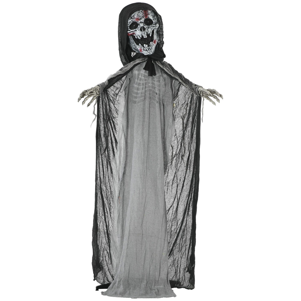 Creepy Halloween Skeleton Witch Decoration Animated Prop with Light Up Eyes and Chest Howling Chain Sound