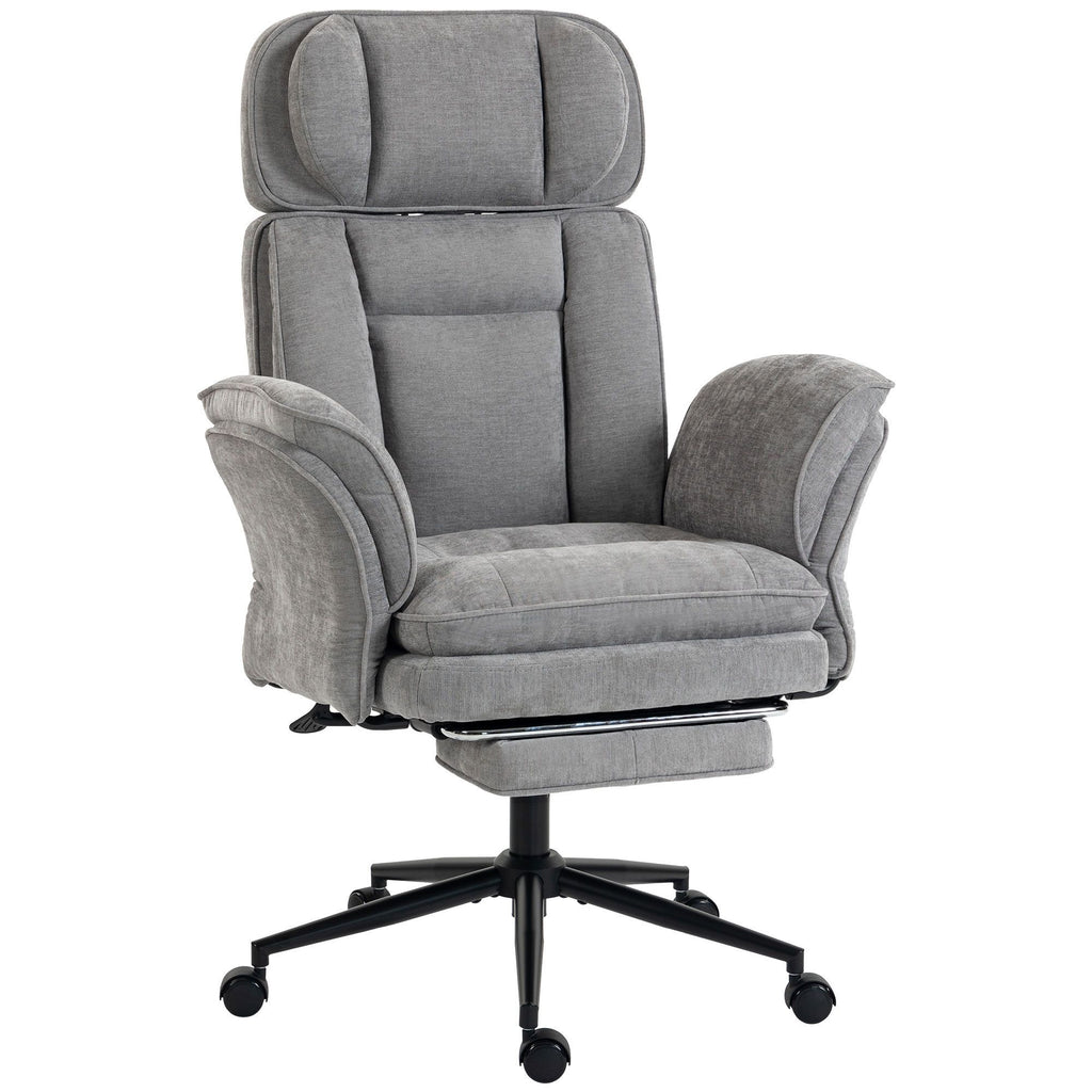 Criss Cross Office Chair with Flip Armrests, Adjustable Headrest, Swivel Tilt Reclining Desk Chair with Wheels, Gray