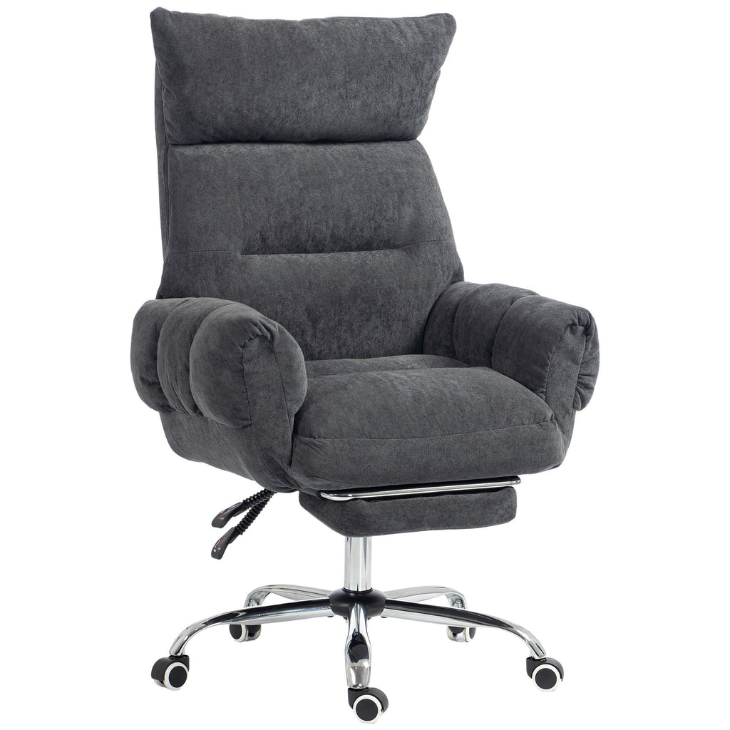Criss Cross Office Chair with Flip-Up Armrests, Wide Seat, Reclining Cross Legged Desk Chair with Footrest, Dark Gray