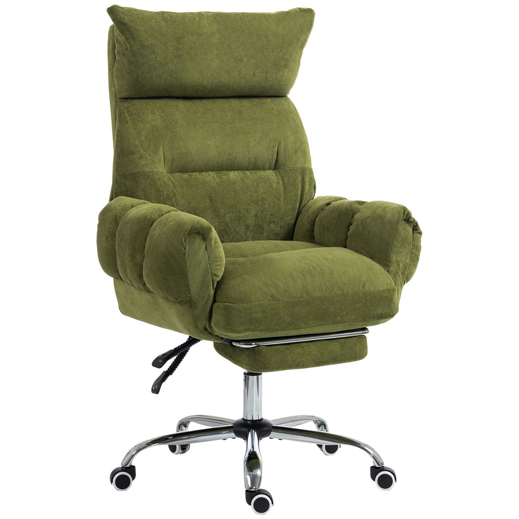 Criss Cross Office Chair with Flip-Up Armrests, Wide Seat, Reclining Cross Legged Desk Chair with Footrest, Green