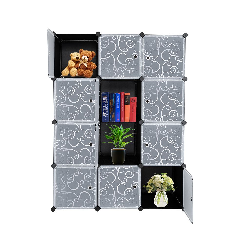 Cube Storage 12-Cube Closet Organizer Storage Shelves Cubes Organizer DIY Closet Cabinet with Doors RT