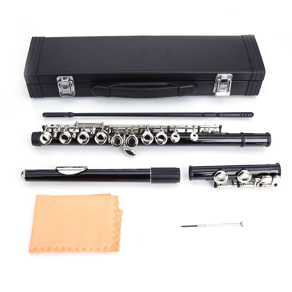 Cupronickel C 16 Closed Holes Concert Band Flute Black