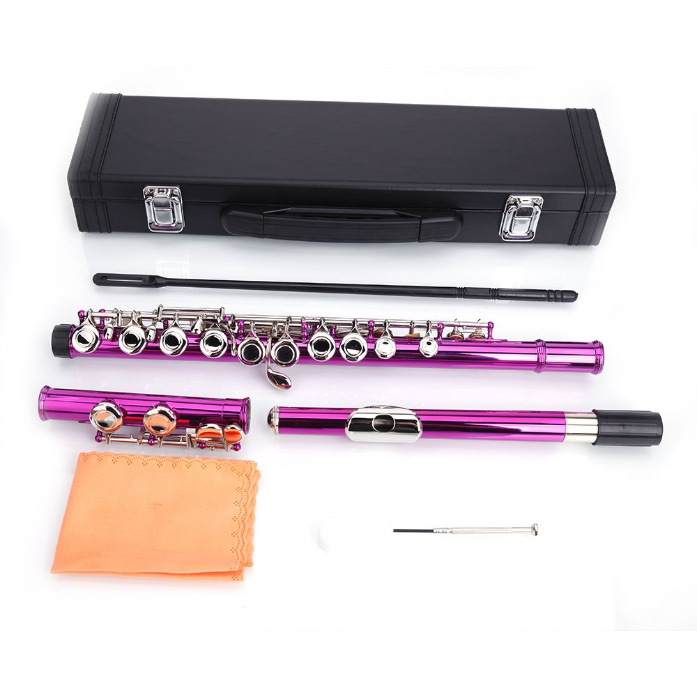 Cupronickel C 16 Closed Holes Concert Band Flute Rose Red
