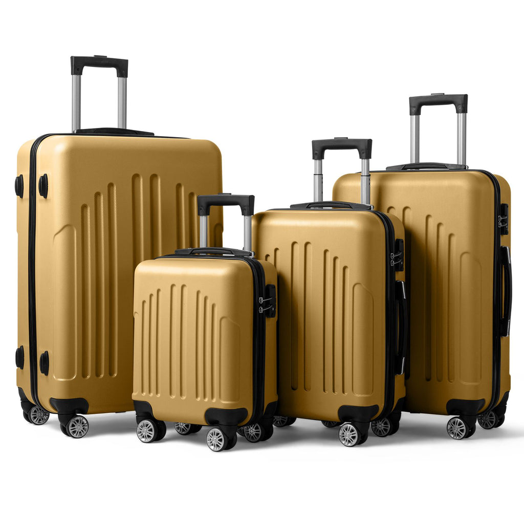 Curved Vertical Stripe 4-in-1 Trolley Case - Mustard Yellow
